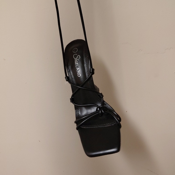 Black Square Toe Gladiator Heeled Sandals Size 7.5 - Picture 3 of 14